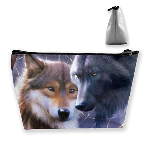 Womens Cosmetic Bag Catcher Wolf Multifunktions-Make-up tragbare Tasche Handtasche erhalten Tasche, Trapez