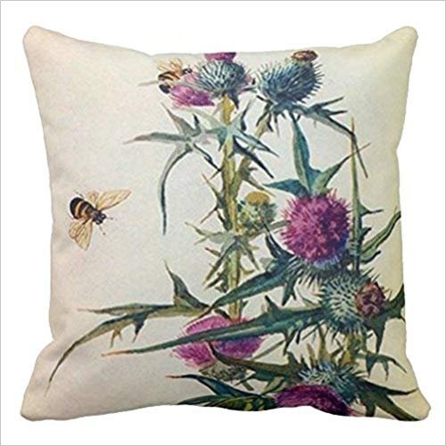 Juzijiang Thistle Bee Pillow case Canvas Cushion Cover...