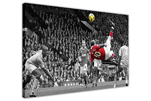 Gerahmte Leinwand, Bilddruck des berühmten Fallrückziehers von Manchester-United-Star Wayne Rooney, Fußball-Poster, Wandarbeit, canvas holz, 06- 30" X 20" (76CM X 50CM)