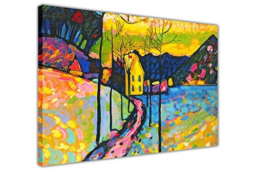 Winterlandschaft von Wassily Kandinsky Ölgemälde-Nachdruck auf Rahmen Leinwand-Wand Kunstdruck, 03- A2 - 24" X 16" (60cm X 40cm)