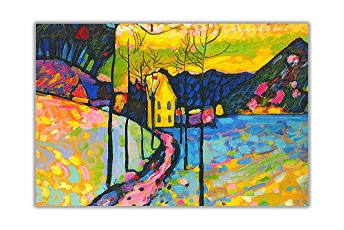 Winterlandschaft von Wassily Kandinsky Ölgemälde-Nachdruck auf Rahmen Leinwand-Wand Kunstdruck, 03- A2 - 24" X 16" (60cm X 40cm)