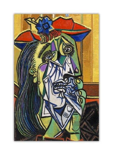 Gedrucktes Leinwandbild von dem Bild: „Weinende Frau“ von Pablo Picasso, canvas, 3- 20" X 12" (50CM X 30CM)