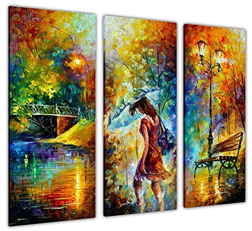 Wandbild-Kunstdruck "Aura Of Autumn" von Leonid Afremov, 3-teilig auf Leinwand gerahmt, Heimdekoration, canvas, 4- 3 X 40" X 16" (3 X 101CM X 40CM)