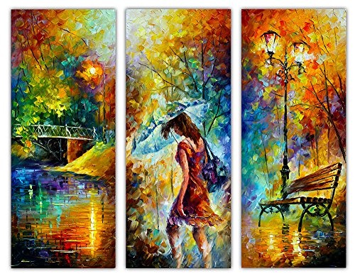 Wandbild-Kunstdruck "Aura Of Autumn" von Leonid Afremov, 3-teilig auf Leinwand gerahmt, Heimdekoration, canvas, 4- 3 X 40" X 16" (3 X 101CM X 40CM)