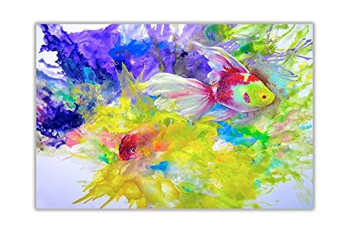 CANVAS IT UP Deko-Reef Fische mit Kunstdruck auf Leinwand, Bilder, Wand-Art, Prints, Ölgemälde-Nachdruck, A1, 86 x 60 cm 60 x 60 cm