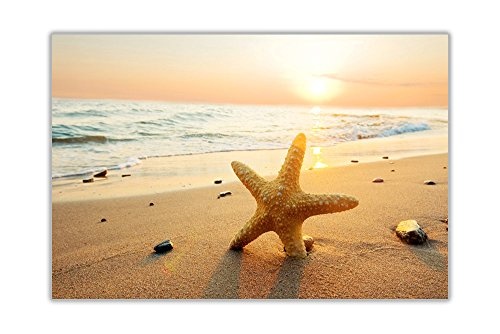 CANVAS IT UP Sonnenuntergang auf Strand mit Fisch Stern...