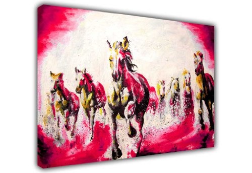 CANVAS IT UP Abstrakt Rot Leinwandbild Art Wand Bilder Running Hengste Foto drucken Home Décor Art Prints Fotos Raum Dekoration Animal Horse Leinwände