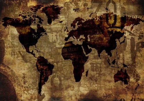 CANVAS IT UP Vintage braun World Atlas Map Kunstdruck auf Leinwand Art Wand Bilder Retro Premium