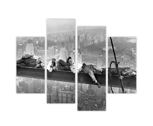 Leinwandbild, Kunstdruck Bilder Iconic, Atop a Skyscraper schwarz und weiß New York City Foto drucken Home Décor Raum Dekoration 4 Stück 88,9 cm 90 cm breit/71,1 cm 71 cm hoch extra große Modern Art