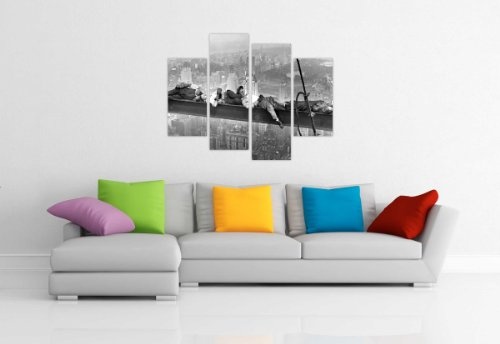 Leinwandbild, Kunstdruck Bilder Iconic, Atop a Skyscraper schwarz und weiß New York City Foto drucken Home Décor Raum Dekoration 4 Stück 88,9 cm 90 cm breit/71,1 cm 71 cm hoch extra große Modern Art