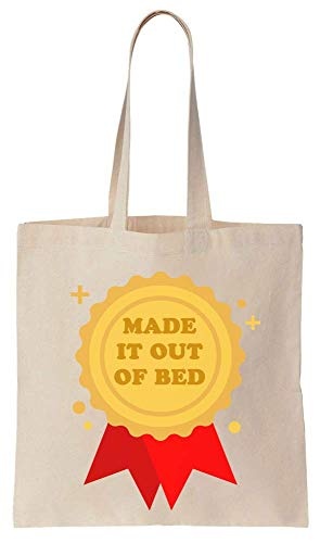 Finest Prints Made It Out Of Bed Award Ribbon Achievement Unlocked Cotton Canvas Tote Bag