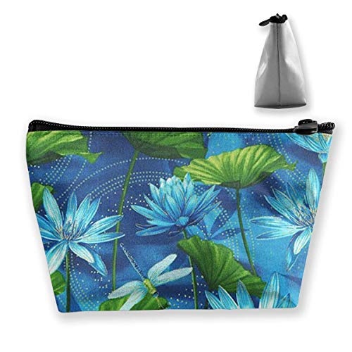 Womens Cosmetic Bag Blue Dragonfly und Lotus...