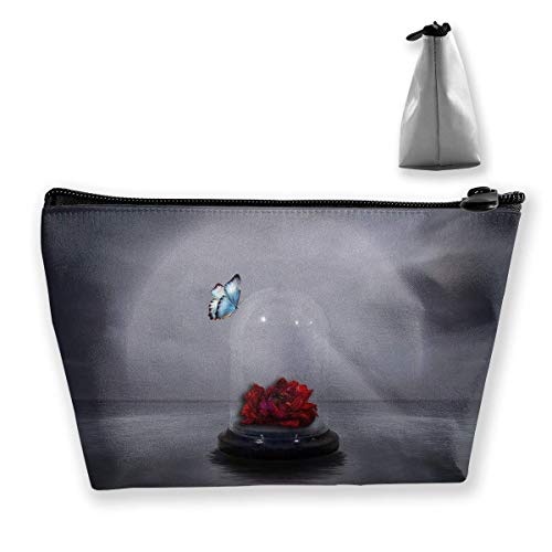 Abstract Glass with Butterfly Large Trapezoidal Storage Pouch Travel Accessories Cosmetic Tote Bag Carry Case