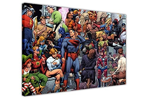 Pop Art Leinwandbild, Kunstdruck, Motiv: DC Comics Justice League Superhelden, canvas holz, 2- A3 - 16" X 12" (40CM X 30CM)