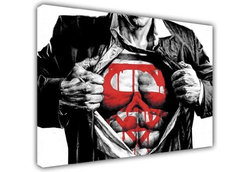 Pop Art Dark Superman in schwarz Leinwanddruck, Bilder Landschaft Print Home Décor Bild Raum Dekoration DC Comics, canvas holz, schwarz, 50 x 76 cm