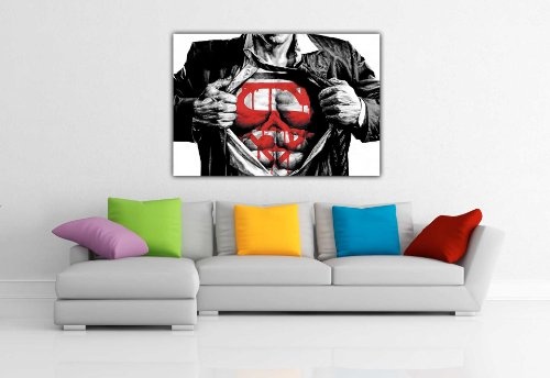 Pop Art Dark Superman in schwarz Leinwanddruck, Bilder Landschaft Print Home Décor Bild Raum Dekoration DC Comics, canvas holz, schwarz, 50 x 76 cm