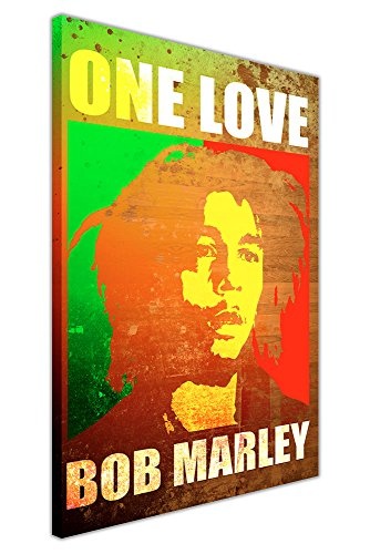 Pop Art Bob Marley Poster One Love Quote Bild auf Leinwand gerahmt Wall Art Prints zeitgenössisch 08- A0 - 40" X 30" (101CM X 76CM)