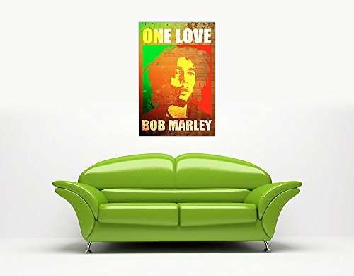 Pop Art Bob Marley Poster One Love Quote Bild auf Leinwand gerahmt Wall Art Prints zeitgenössisch 08- A0 - 40" X 30" (101CM X 76CM)