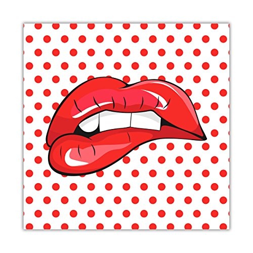 Bild auf Leinwand, mit roten Punkten und Lippen, In stil Pop Art, Drucke Retro und Moderne, Dekoration für die Haus, 20 x 20 cm zeitgenössisch 07- 34" X 34" (86CM X 86CM) rot