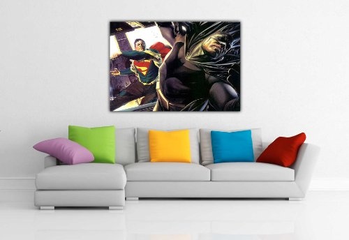 Leinwanddruck, Motiv Marvel Comic-Helden, Superman vs. Batman, Pop Art 8- A1 - 24" X 30" (60CM X 76CM)