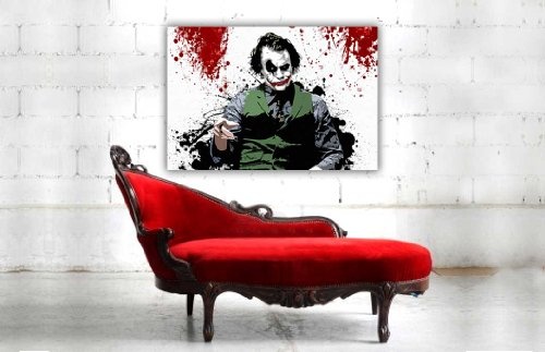 Großes Leinwandbild mit Kultfigur "Joker" aus Batman, mit Blutspritzern, Querformat, Fotodekoration, tolles Accessoire für zu Hause 8- A1 - 24" X 30" (60CM X 76CM)