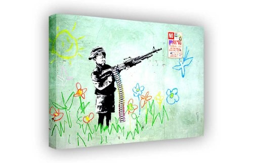 CANVAS IT UP Leinwand Wand Art Green Große Banksy Art Prints Kind Soldat, der Crayon Bullets Street Graffiti Foto Print Bilder Home Dekoration Room Decor