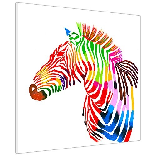Rainbow Farbige Zebra auf gerahmter Leinwand Druck Animal...