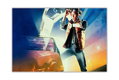 Iconic Movie Poster von Marty McFly zurück in die zukunft Kunstdruck auf Leinwand gerahmt Film Bilder Wall Art, canvas holz, 02- A3 - 16" X 12" (40CM X 30CM)