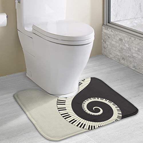 Dimension Art Piano Keyboard Wallpaper Contour Bath Rugs Non Slip Soft and Absorbent Memory Foam U-Shaped Bathroom Bath Mats Rug Carpet