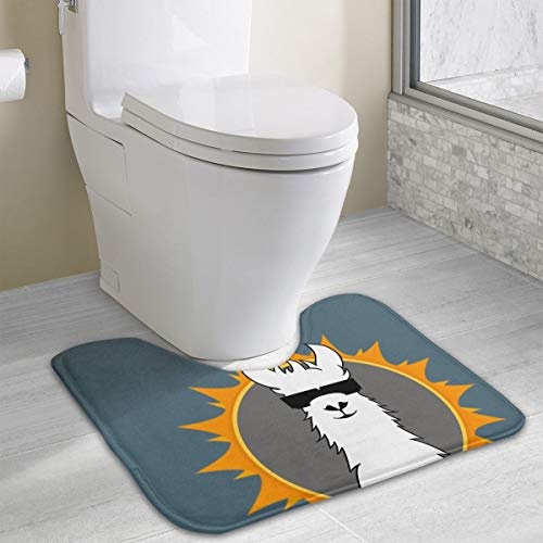 Dimension Art Simple Llama Contour Bath Rugs Non-Slip Soft and Absorbent Memory Foam U-Shaped Bathroom Bath Mats Rug Carpet