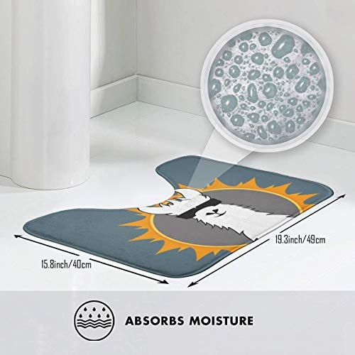 Dimension Art Simple Llama Contour Bath Rugs Non-Slip Soft and Absorbent Memory Foam U-Shaped Bathroom Bath Mats Rug Carpet