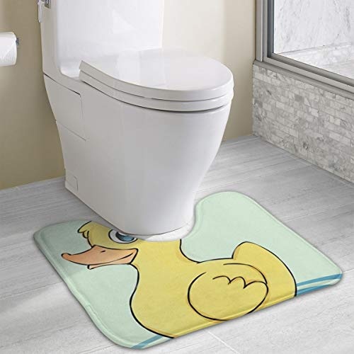 Dimension Art Duck Contour Bath Rugs Non-Slip Soft and Absorbent Memory Foam U-Shaped Bathroom Bath Mats Rug Carpet