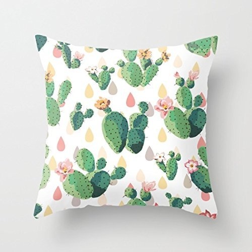 Juzijiang Cactus Drops Polyester Canvas Zippered Pillow...