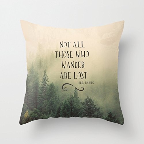 Juzijiang Not All Those who Wander Are Lost Zippered Canvas Throw Pillow Covers Zippered Cushion Covers for Bed20X20 inch