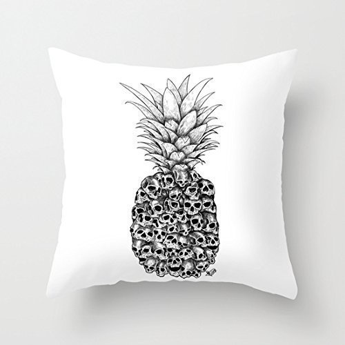 Juzijiang Skull Pineapple White Canvas Throw Pillow...