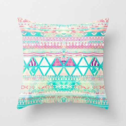Juzijiang Pink Teal Aztec Pattern Triangles Girly...