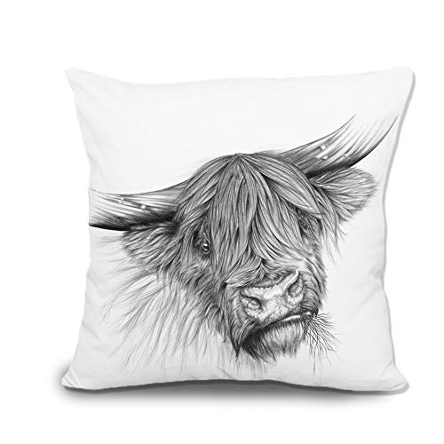 Juzijiang Portrait of a Highland Cow Canvas Throw Pillow Covers Decorative Pillowcase Cushion covers16X16 inch