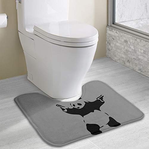 Dimension Art Banksy Panda Contour Bath Rugs Non Slip Soft and Absorbent Memory Foam U-Shaped Bathroom Bath Mats Rug Carpet