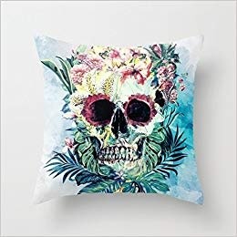 Juzijiang Skull FLORAL Canvas Pillow Covers Decorative Throw Pillows Pillow Case for Couch20X20 inch