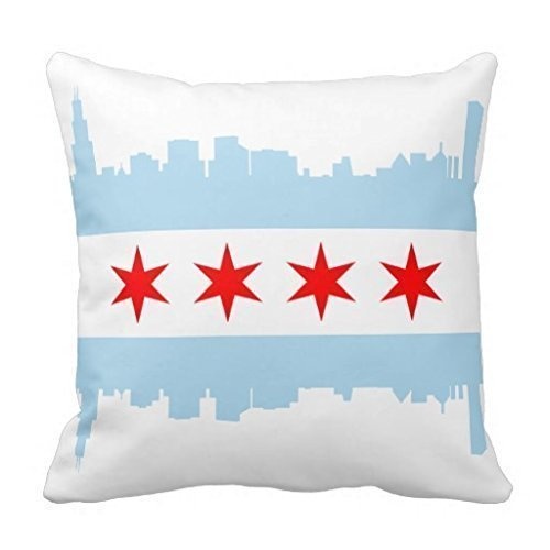 Juzijiang Chicago Flag Skyline White Canvas Polyester...