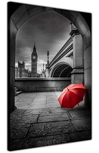 CANVAS IT UP Schwarz-Weiß-Big-Ben-mit-City Prints Leinwand Bilder Wohnzimmer Schlafzimmer Bilderrahmen, 18 mm dick, canvas, rot, 06- A0-40" X 30" (101cm X 76cm)