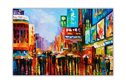 Gerahmter Kunstdruck, „Lights of Down Town New York“ von Leonid Afremov, moderne Kunst, canvas holz, 05- A1 - 34" X 24" (86CM X 60CM)