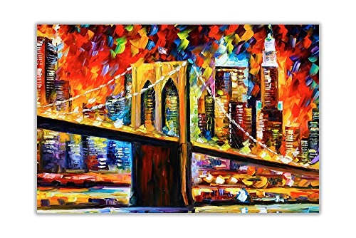 CANVAS IT UP Brooklyn Bridge New York City von Leonid Afremovs Ölgemälde Nachdruck auf Leinwand Print Wandbilder Modern Art Größe: A4-30,5 x 20,3 cm (30 x 20 cm)