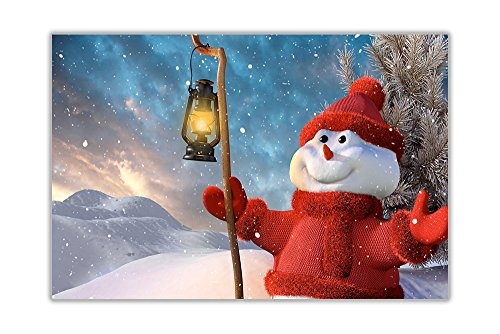 CANVAS IT UP Rot Schneemann gerahmtes Leinwandbild, Kunstdruck Weihnachten Bilder Winter Poster Geschenk Geschenk, canvas, rot, 01- A4-12" X 8" (30CM X 20CM)