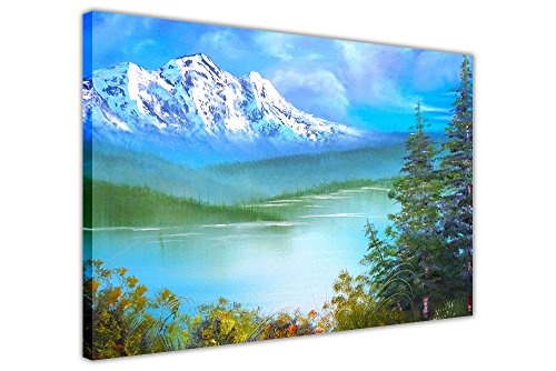 CANVAS IT UP Forest und schneebedeckten Bergen auf Rahmen Leinwand Bilder Ölgemälde Nachdruck Home Deco Bilder Größe: A2-61 x 40,6 cm (60 cm x 40 cm)