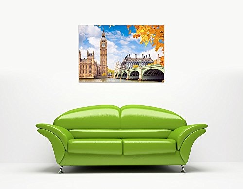 LONDON BIG BEN TOWER KUNSTDRUCK, ELIZABETH KUNSTDRUCK AUF LEINWAND GERAHMT CITY BILD BÜRO Modern 09- A0 - 40" X 30" (101CM X 76CM)