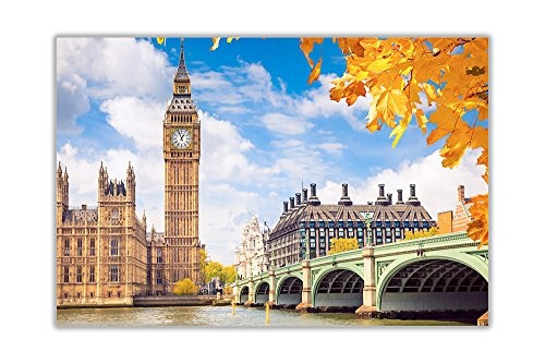 LONDON BIG BEN TOWER KUNSTDRUCK, ELIZABETH KUNSTDRUCK AUF LEINWAND GERAHMT CITY BILD BÜRO Modern 09- A0 - 40" X 30" (101CM X 76CM)