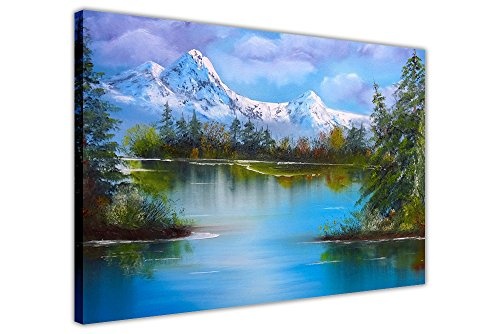 schneebedeckten Mountain und See Landschaft auf Rahmen Leinwand Kunstdrucke Home Dekoration Bilder Ölgemälde Nachdruck, canvas, 06- A0 - 40" X 30" (101CM X 76CM)
