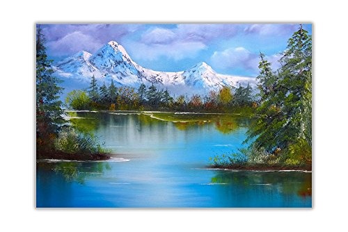 schneebedeckten Mountain und See Landschaft auf Rahmen Leinwand Kunstdrucke Home Dekoration Bilder Ölgemälde Nachdruck, canvas, 06- A0 - 40" X 30" (101CM X 76CM)