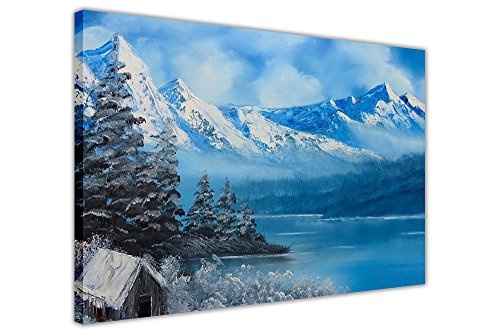 Winter Kabine und Berge Ölgemälde Nachdruck auf Rahmen Leinwand Art Wand Bilder Home Deco Bilder, canvas, 06- A0 - 40" X 30" (101CM X 76CM)